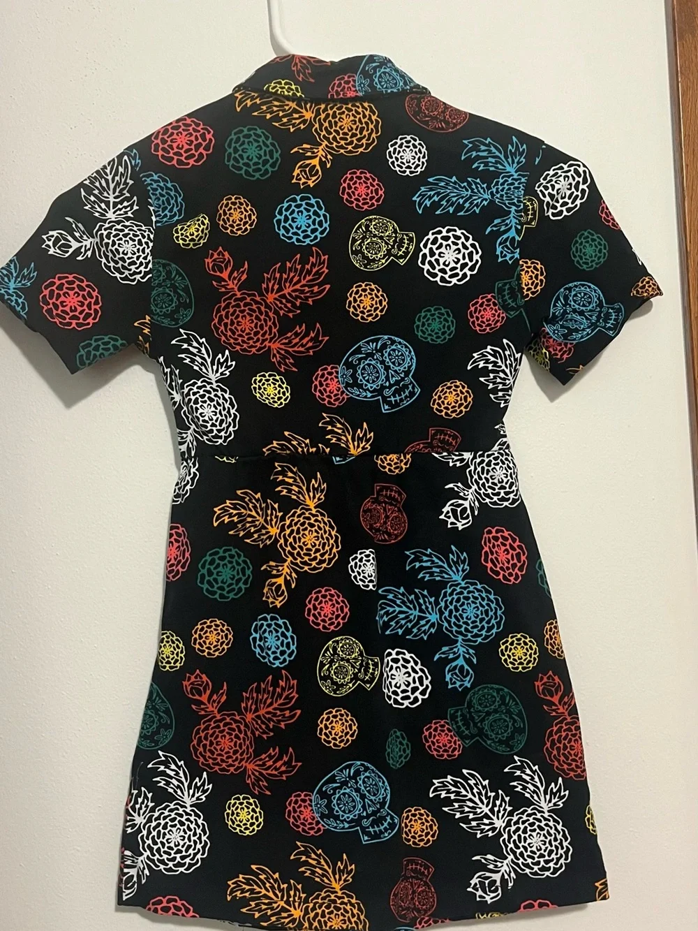 Disney Girls 5/6 Colorful Floral Sugar Skull Zip-Up Dress